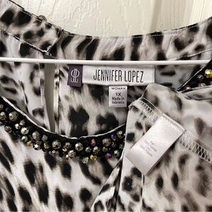 Jennifer Lopez Black and White Animal Print Tank Top